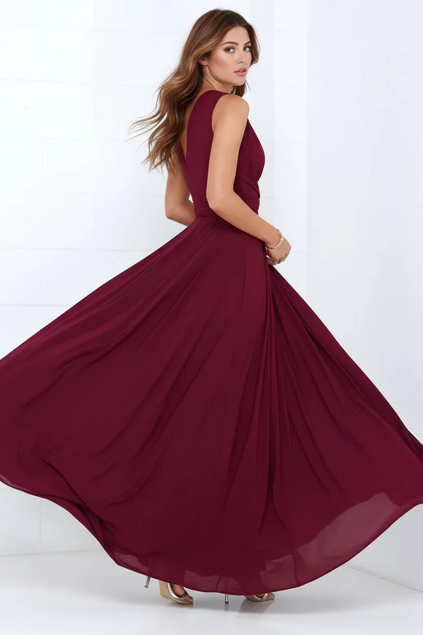 Robe Longue Bohème Femme Col V | Sans Manches Ajourée Coupe Évasée Toutes Saisons | ROBEMODE