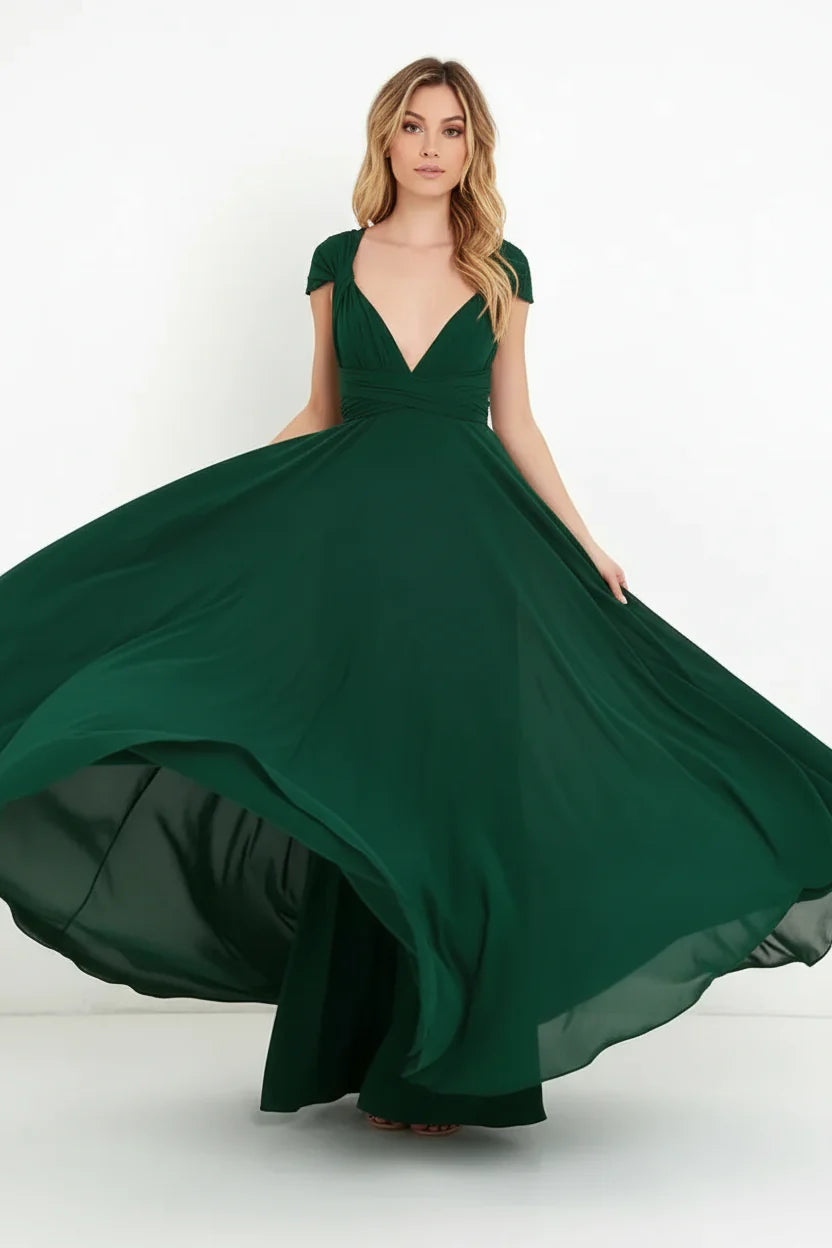 Robe longue bohème pour femme – Coupe fluide à col V multi-positions | ROBEMODE