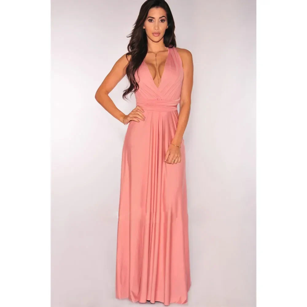Robe Longue Bohème Femme Col V | Sans Manches Ajourée Coupe Évasée Toutes Saisons | ROBEMODE