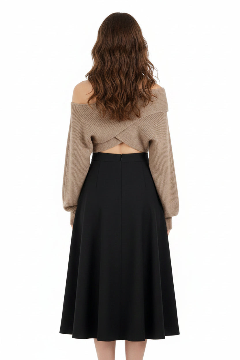 Robe ample pull asymétrique en maille femme
