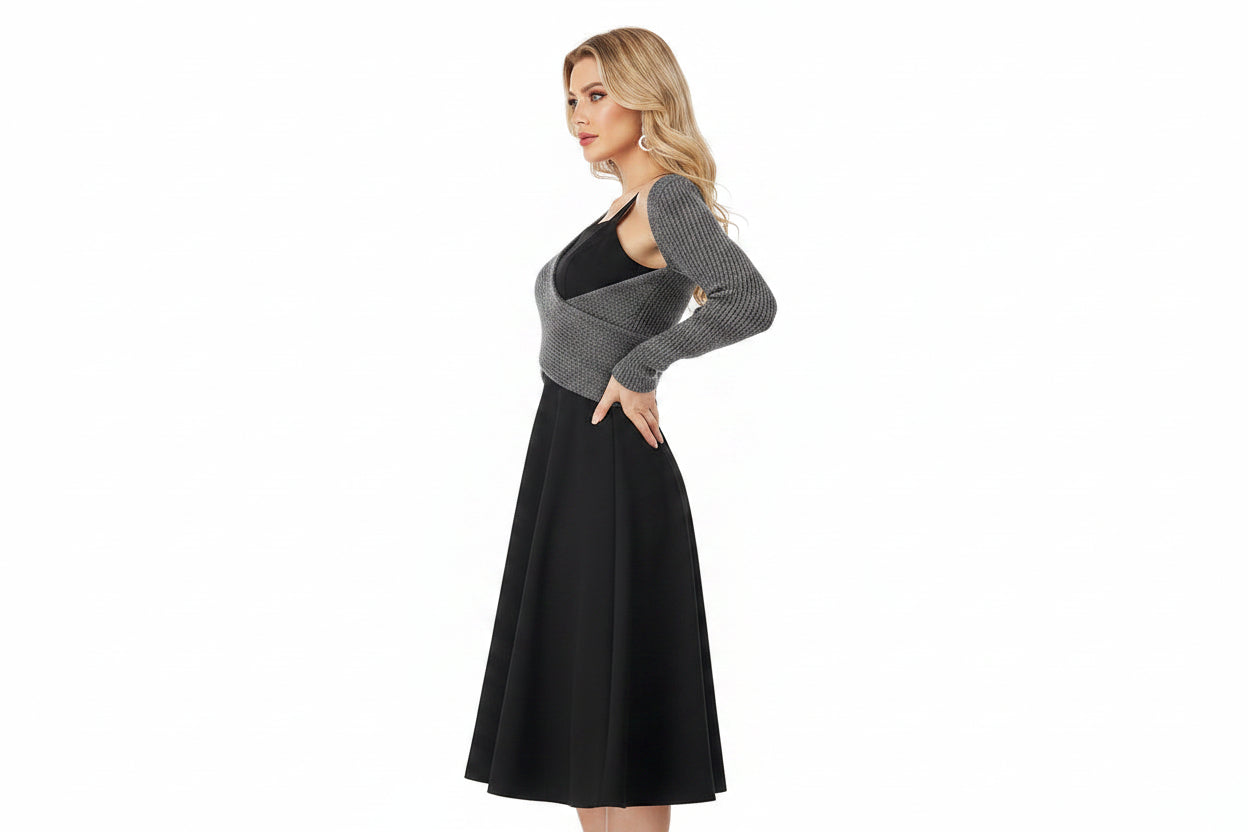Robe ample pull asymétrique en maille femme