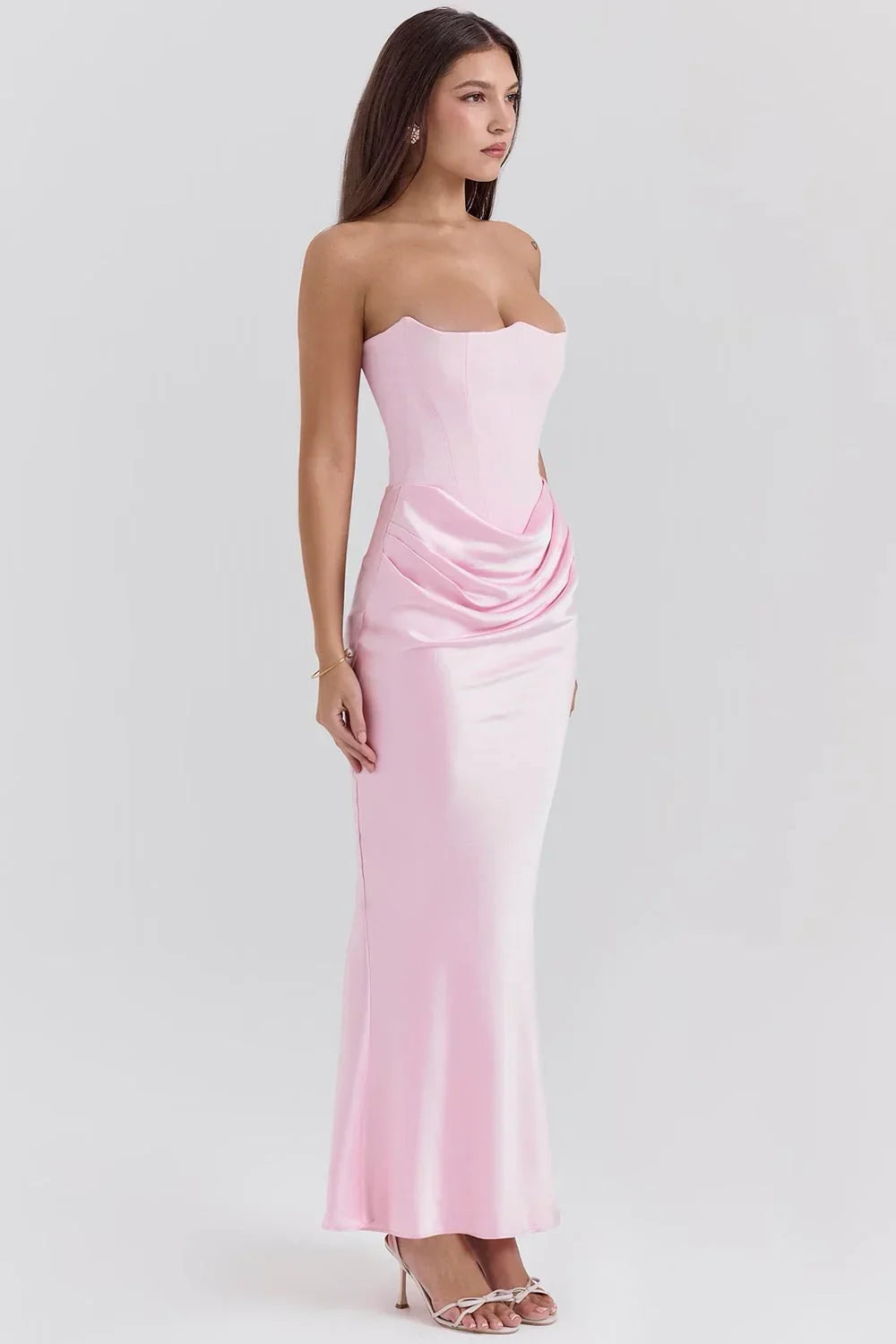 Robe bustier maxi drapée 2 coloris | ROBEMODE