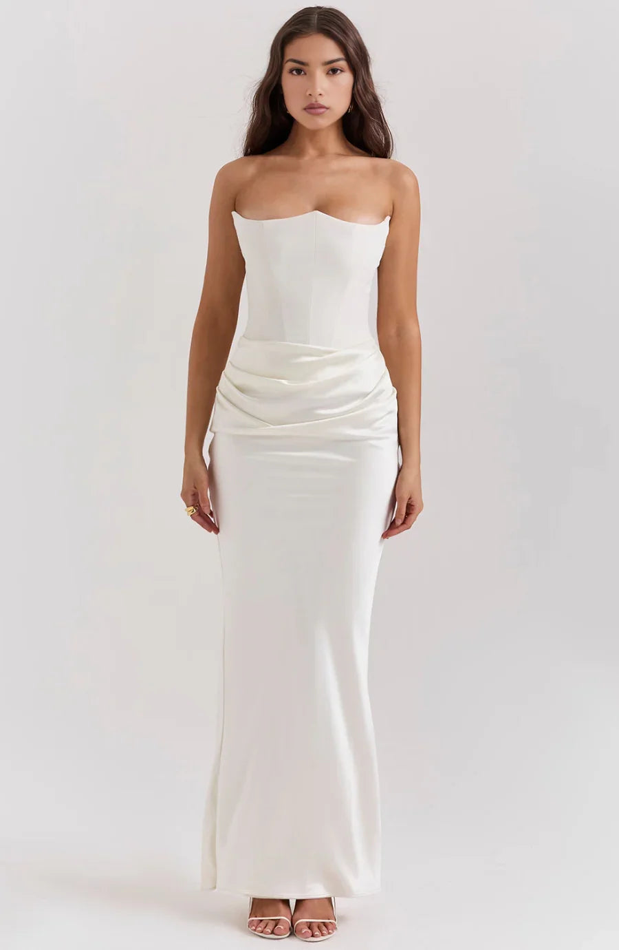 Robe bustier maxi drapée 2 coloris | ROBEMODE