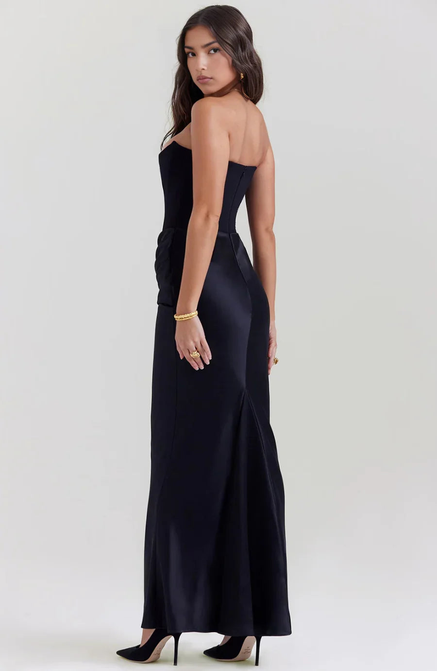 Robe bustier maxi drapée 2 coloris | ROBEMODE