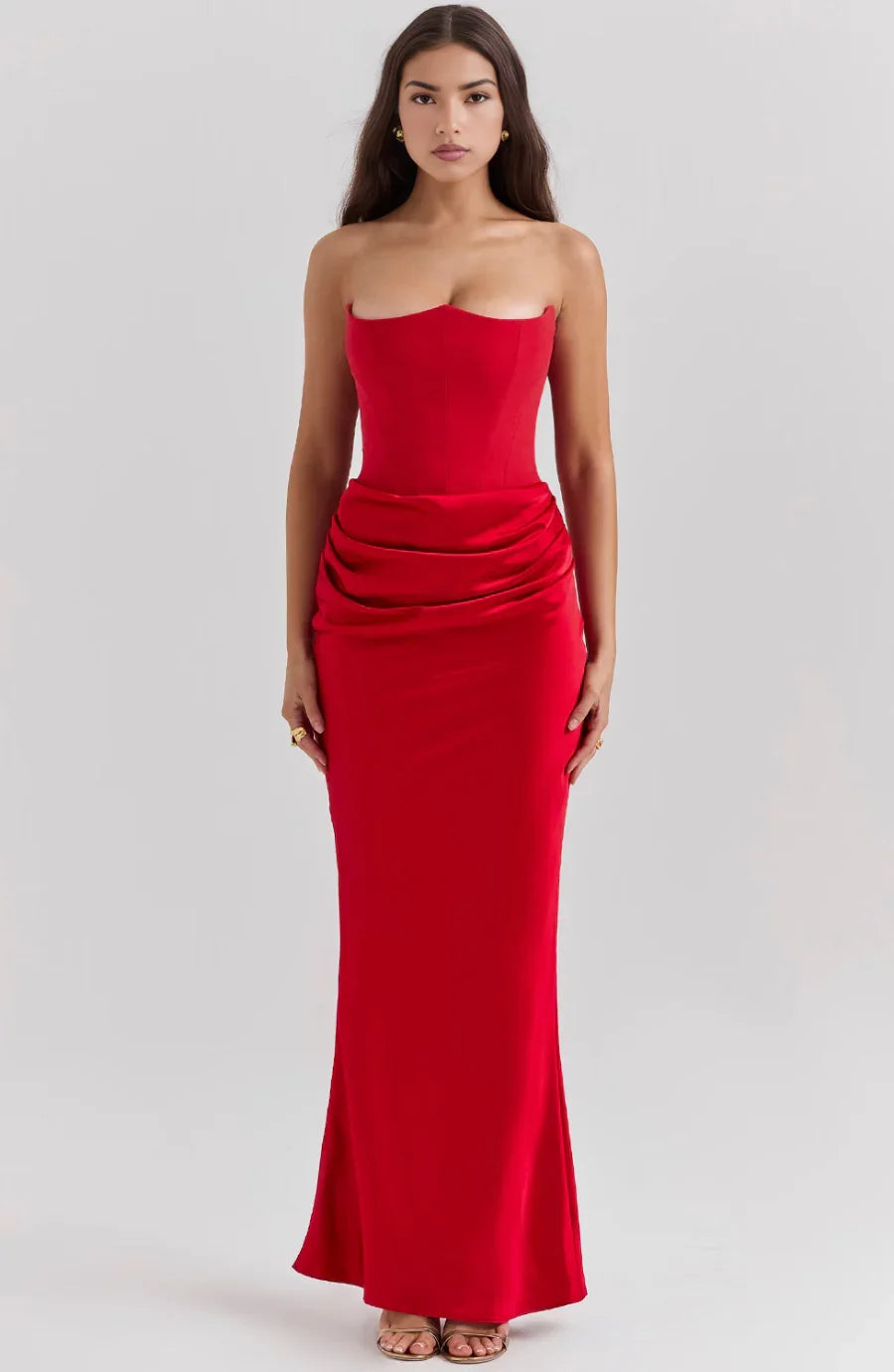 Robe bustier maxi drapée 2 coloris | ROBEMODE