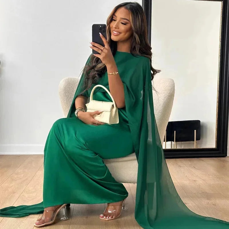 Robe Cape Maxi Fluide Élégante 4 Coloris