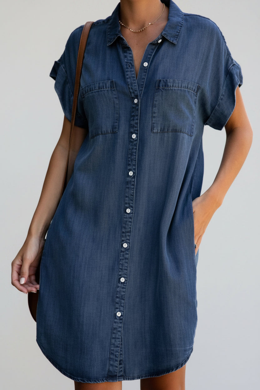 Robe chemise avec boutons avant et poches 3 coloris