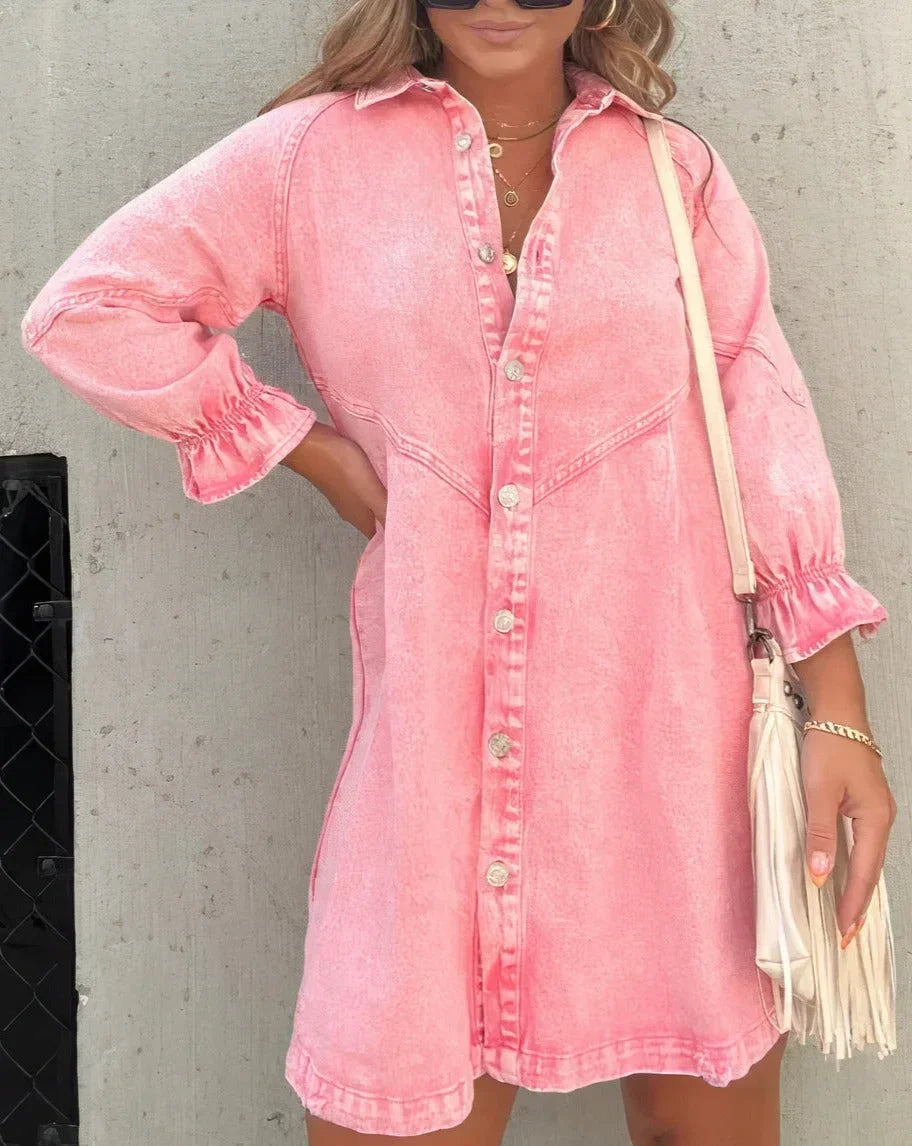 Robe chemise mini en jean femme usage quotidien