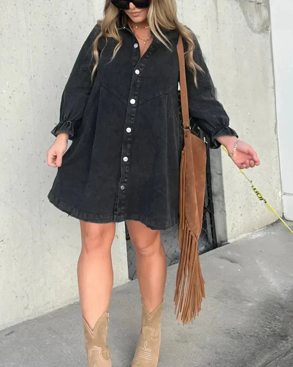 Robe chemise mini en jean femme usage quotidien
