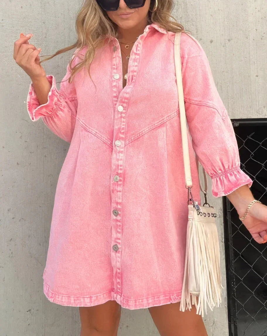 Robe chemise femme mini en jean pour usage quotidien