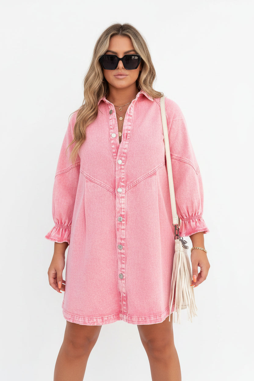 Robe chemise mini en jean femme usage quotidien | ROBEMODE