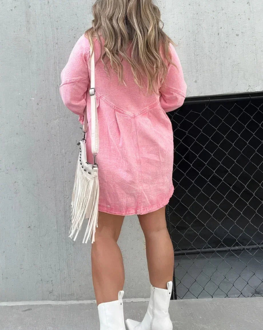 Robe chemise mini en jean femme usage quotidien