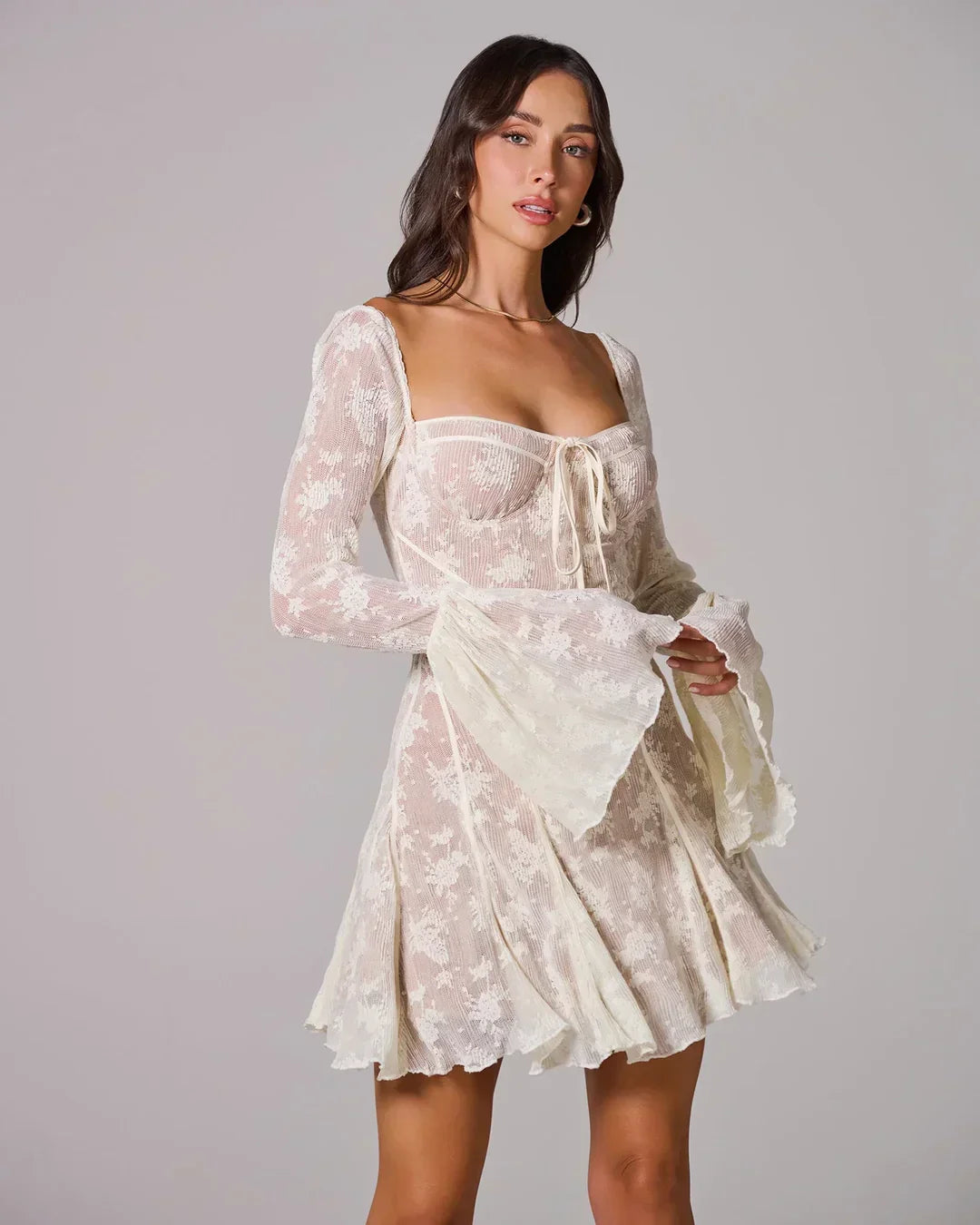 Robe Courte Femme en Dentelle | Noir Blanc Rouge + Doublée + Élégante S-XL | ROBEMODE