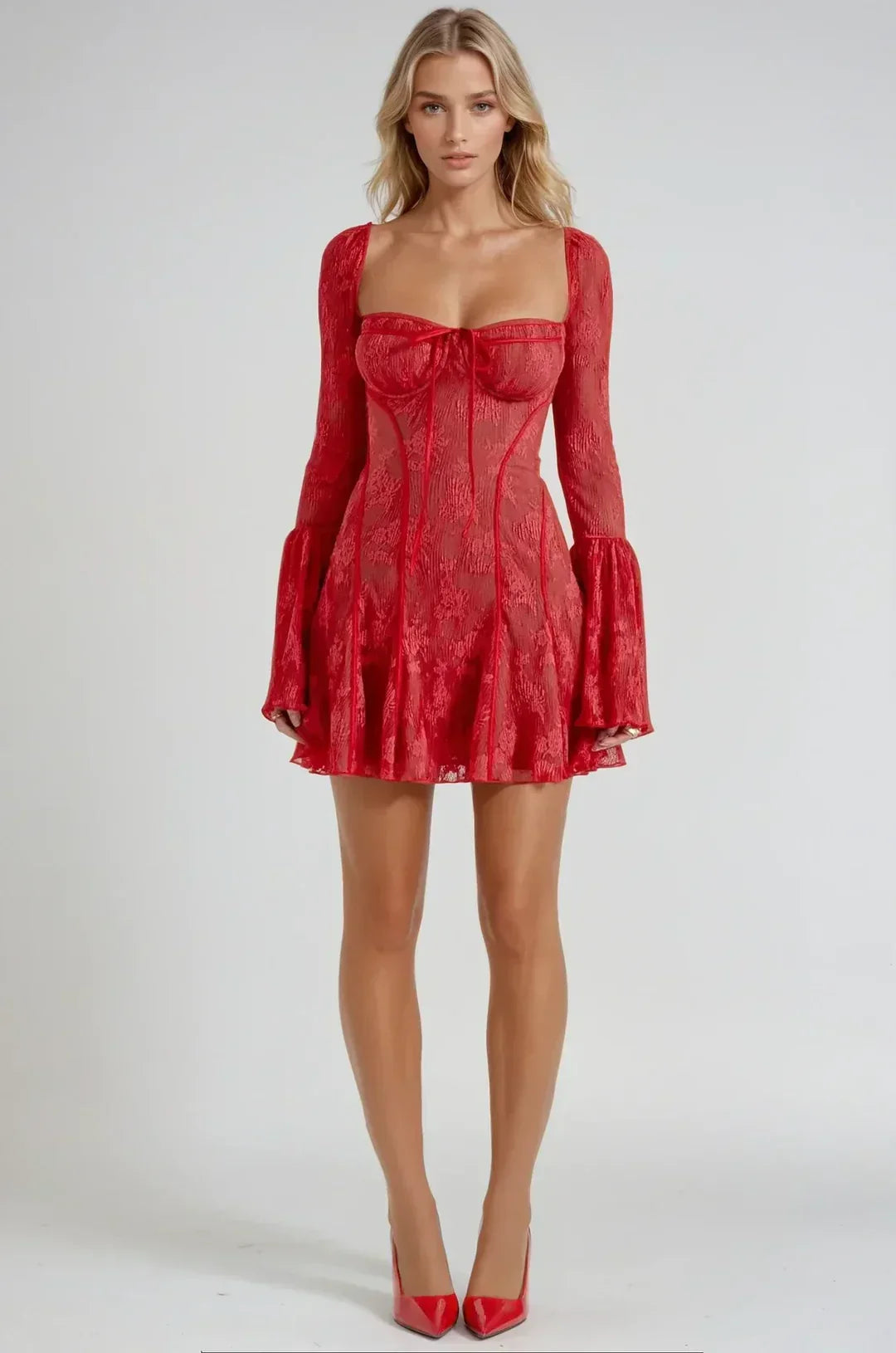Robe Courte Femme en Dentelle | Noir Blanc Rouge + Doublée + Élégante S-XL | ROBEMODE