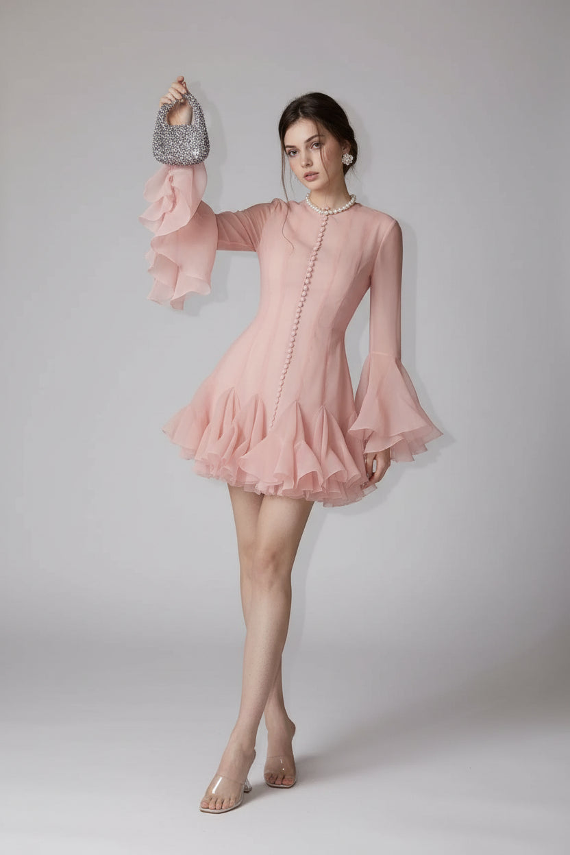 Robe Courte Femme Multiple Volants 2 Coloris | ROBEMODE