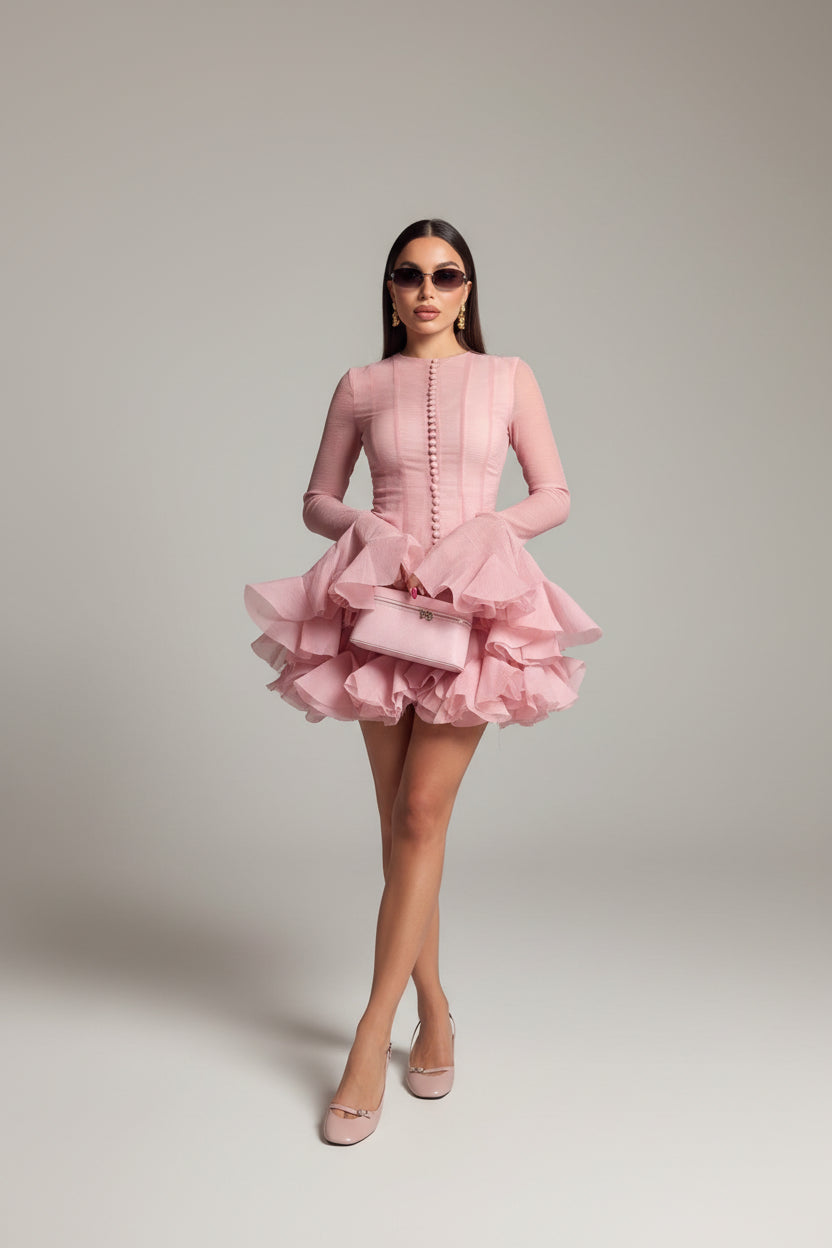 Robe Courte Femme Multiple Volants 2 Coloris | ROBEMODE