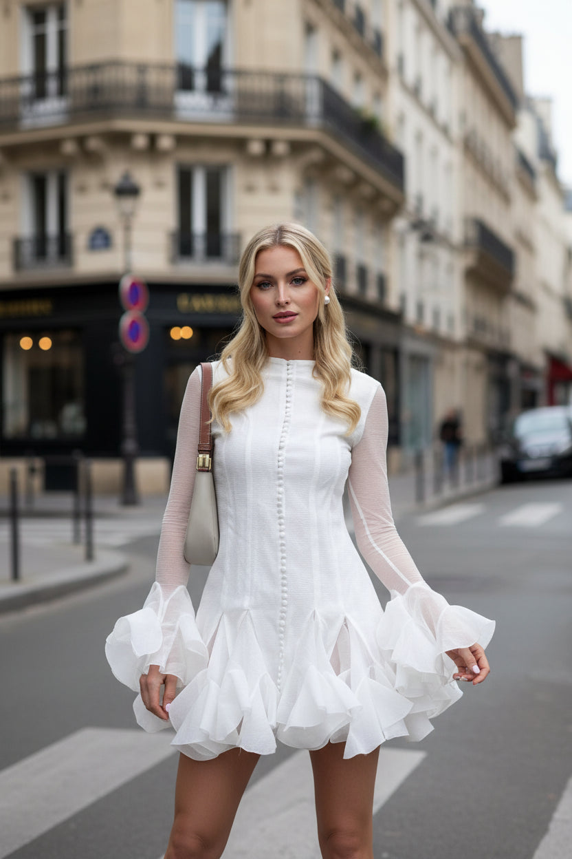 Robe Courte Femme Multiple Volants 2 Coloris | ROBEMODE