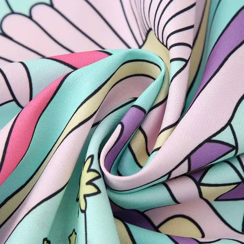 Robe Courte Motif Sirène Pastel Multicolore | ROBEMODE