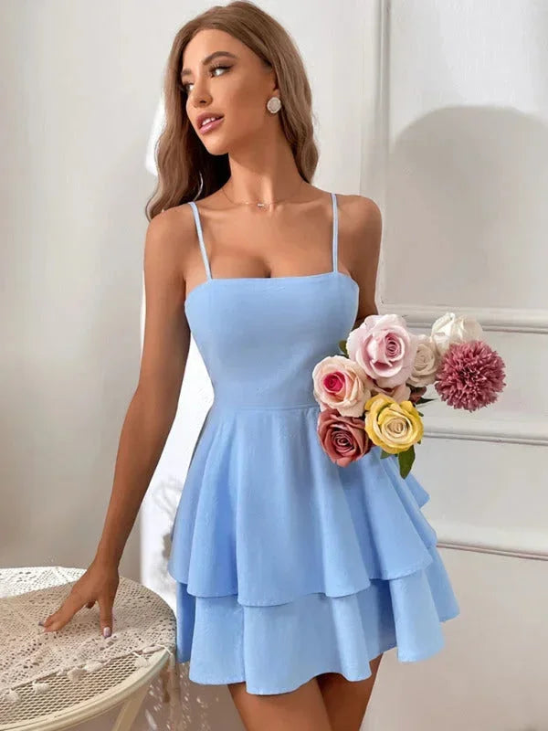Robe Courte Femme Volants Bretelles Ajustables 4 Coloris | ROBEMODE