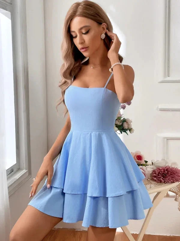 Robe Courte Femme Volants Bretelles Ajustables 4 Coloris | ROBEMODE