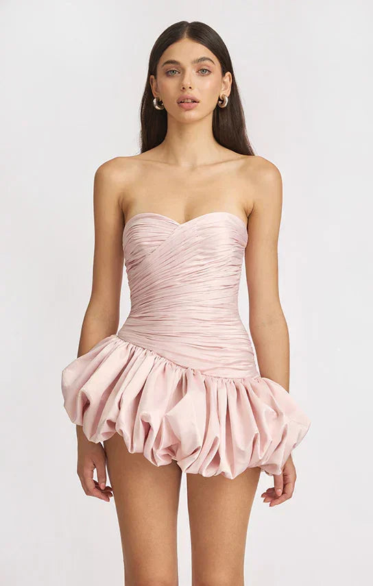 Robe Courte Soirée Ballon Drapée 2 Coloris | ROBEMODE