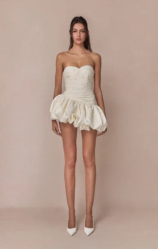 Robe Courte Soirée Ballon Drapée 2 Coloris | ROBEMODE