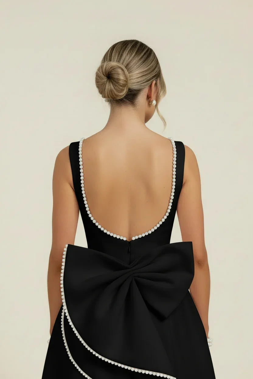 Robe de soiree femme rose dos noeud | Coupe féminine + Style élégant + Facile à accessoiriser – ROBEMODE
