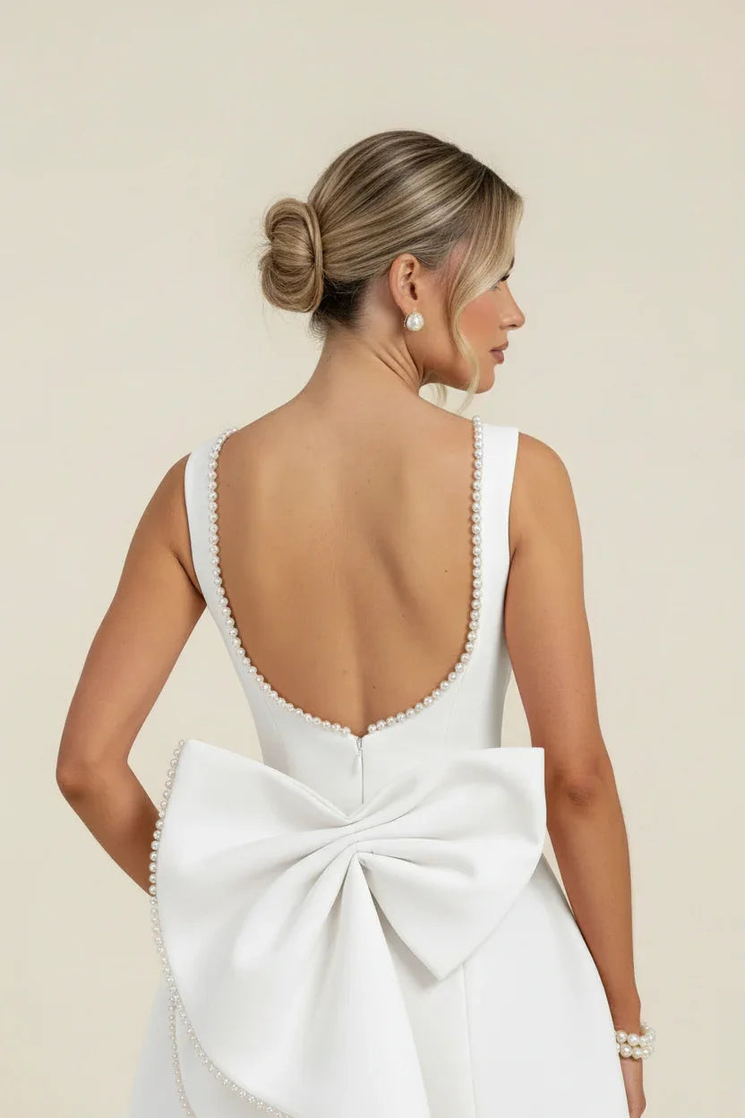 Robe de soiree femme rose dos noeud | Coupe féminine + Style élégant + Facile à accessoiriser – ROBEMODE