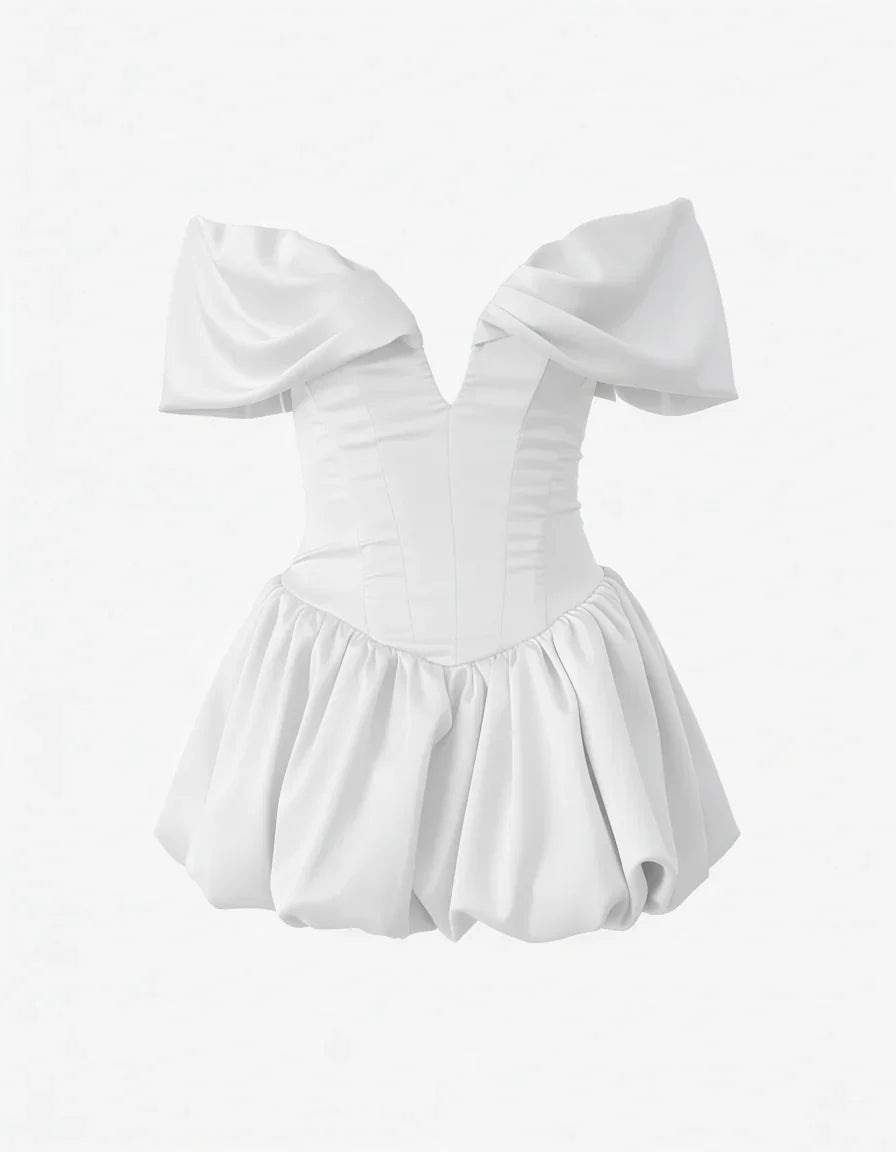 Robe Courte Soirée Rouge Bustier Bouffant 2 Coloris | ROBEMODE