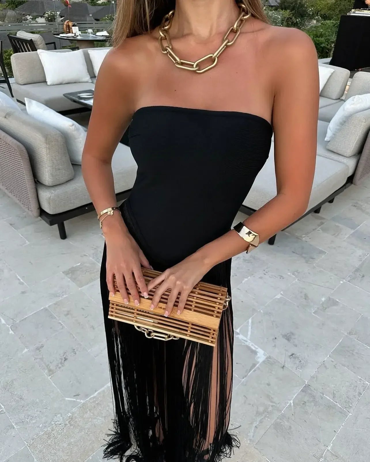 Robe longue ete femme bandage franges | Coupe féminine + Style élégant + Facile à accessoiriser – ROBEMODE
