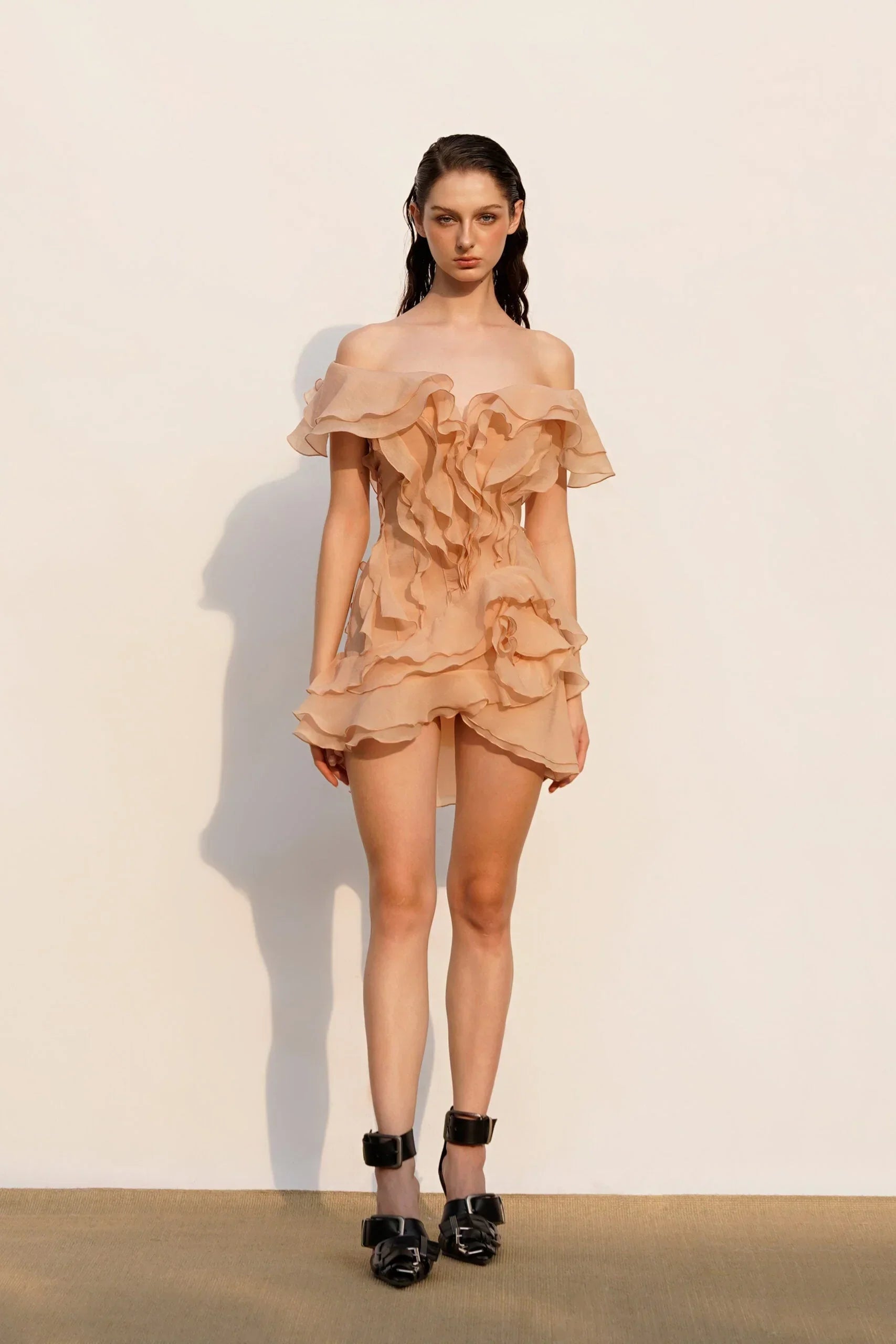 Robe Courte Été Femme à Volants | Ivoire ou Rose + Légère + Féminine XS-L | ROBEMODE