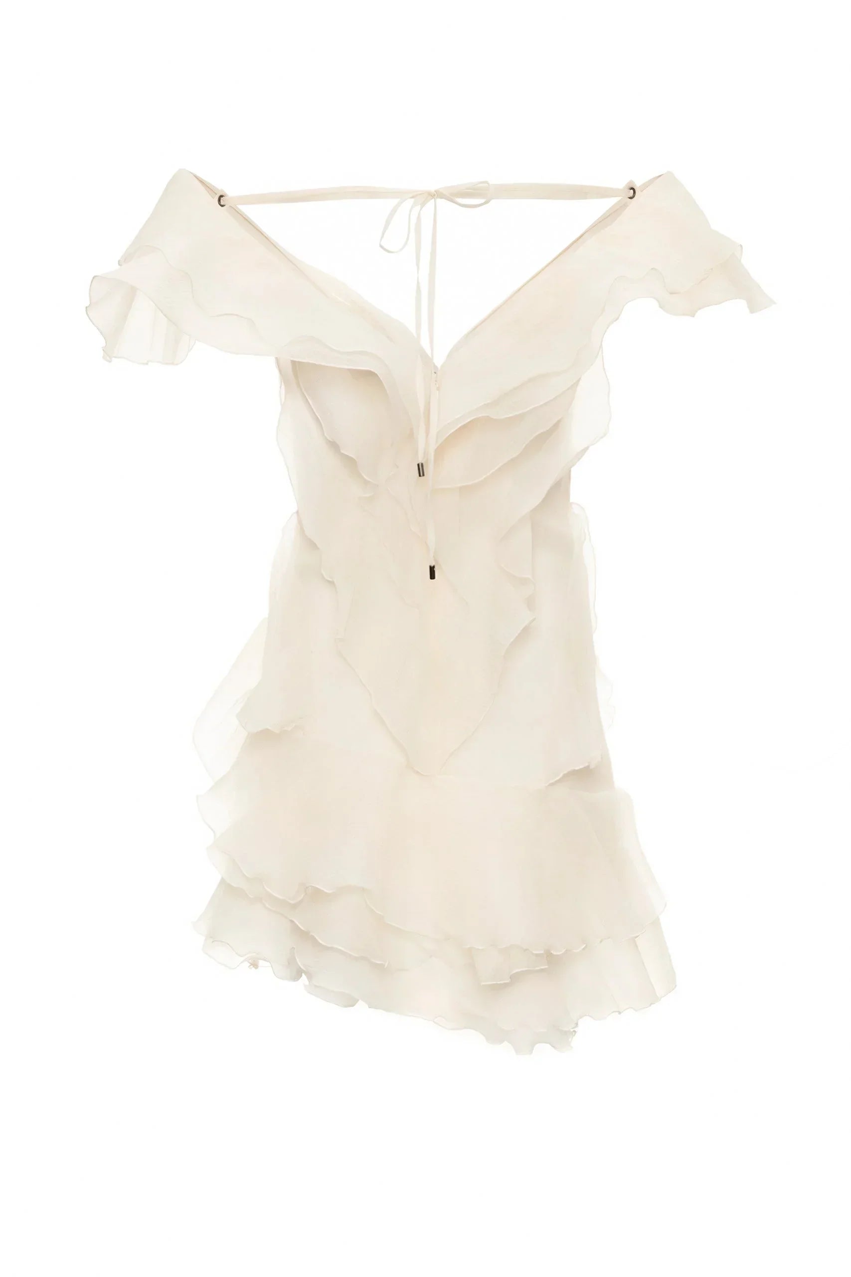 Robe Courte Été Femme à Volants | Ivoire ou Rose + Légère + Féminine XS-L | ROBEMODE