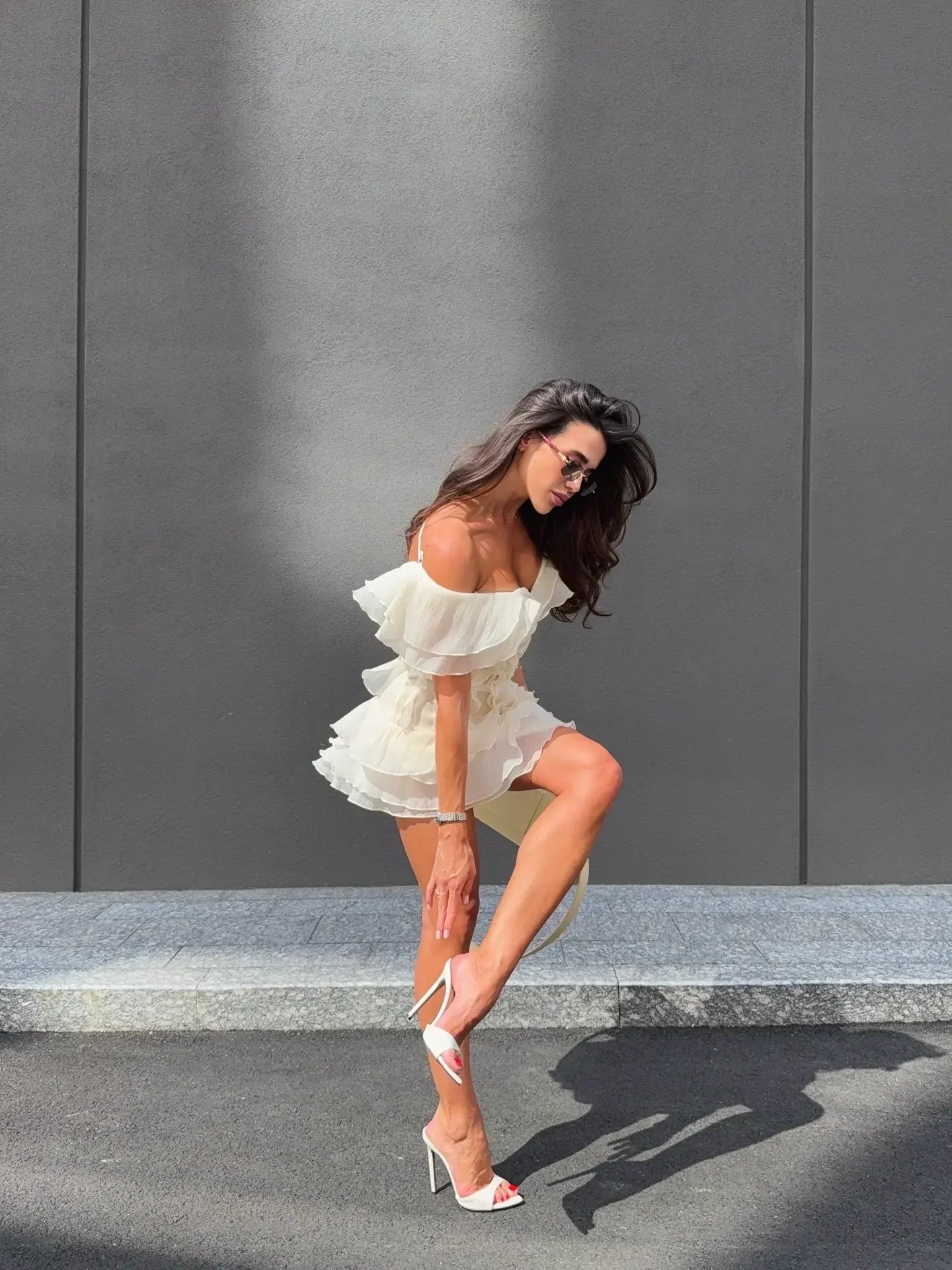 Robe Courte Été Femme à Volants | Ivoire ou Rose + Légère + Féminine XS-L | ROBEMODE
