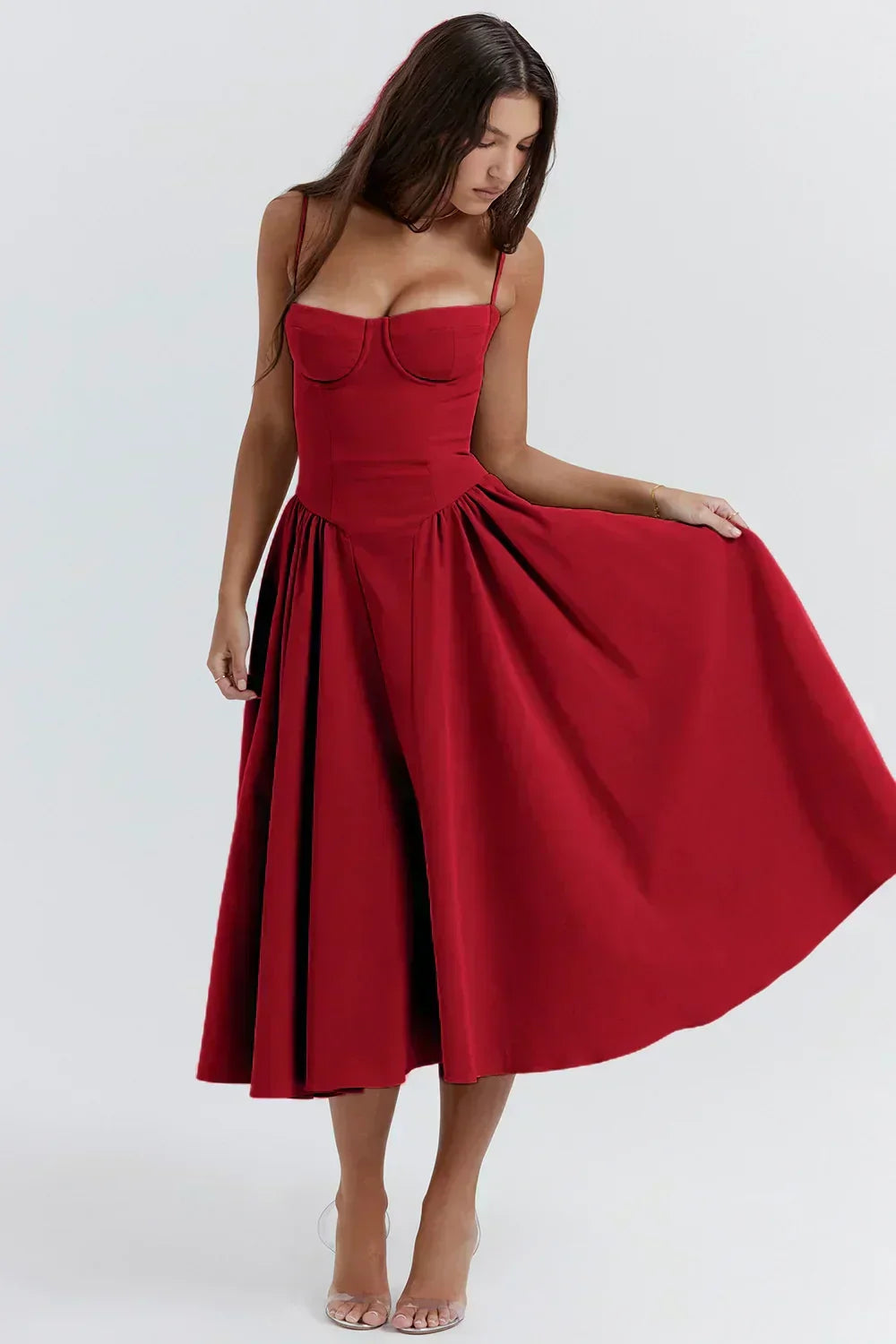 Robe midi ete femme encolure structuré | Coupe féminine + Style élégant + Facile à accessoiriser – ROBEMODE