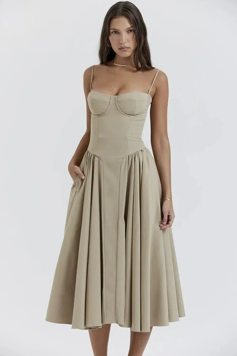 Robe midi ete femme encolure structuré | Coupe féminine + Style élégant + Facile à accessoiriser – ROBEMODE