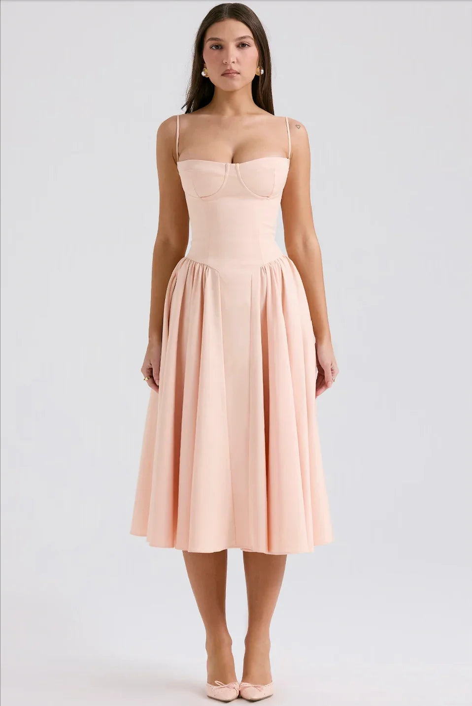 Robe midi ete femme encolure structuré | Coupe féminine + Style élégant + Facile à accessoiriser – ROBEMODE