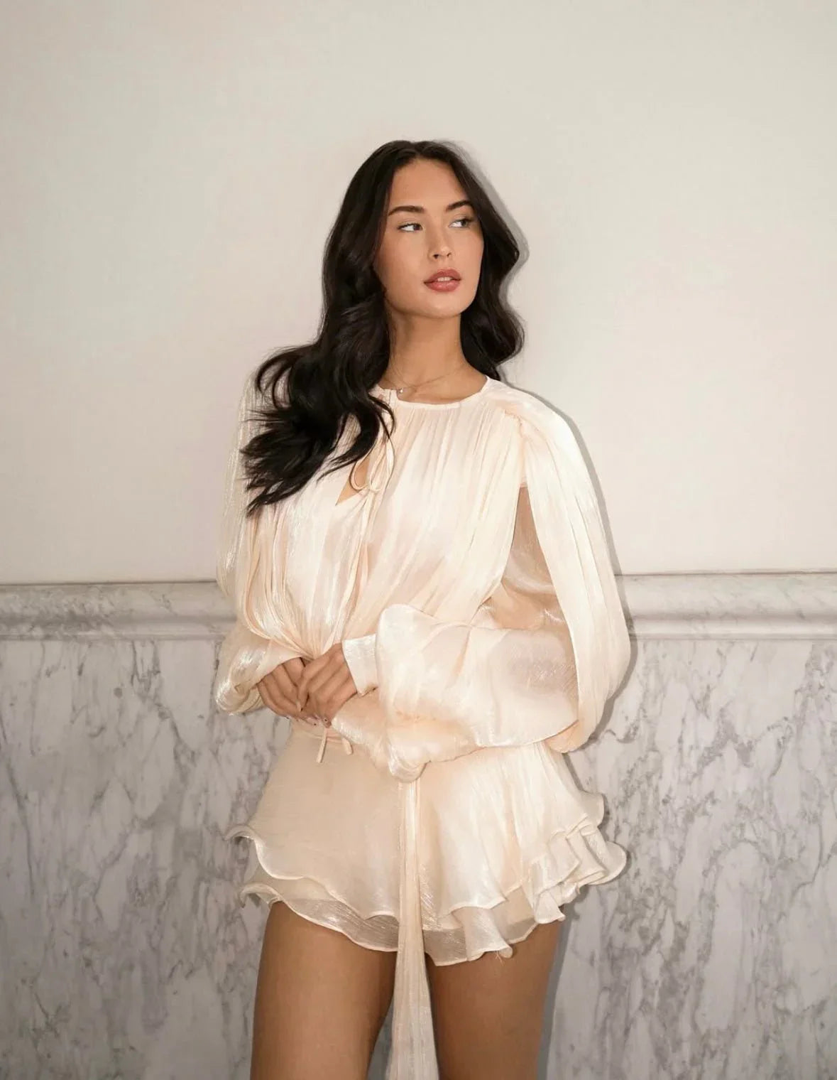 Robe Courte Été Plissée Manches Bouffantes | Champagne Rose Rouge Noir + S-XL | ROBEMODE