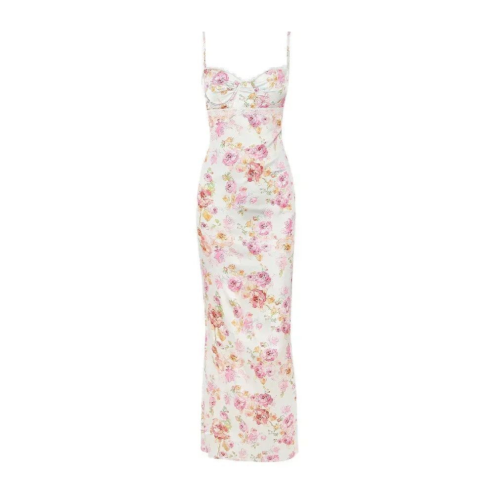 Robe longue femme motifs floraux multicolores bretelles fines | Coupe féminine + Style élégant + Facile à accessoiriser – ROBEMODE
