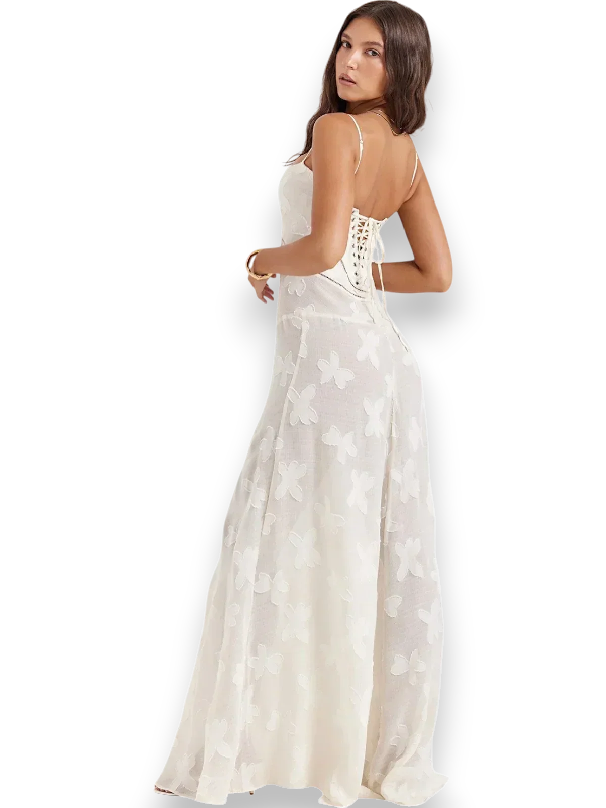 Robe longue femme avec broderie florale et bretelles fines | Coupe féminine + Style élégant + Facile à accessoiriser – ROBEMODE