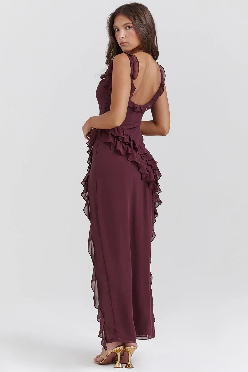 Robe longue femme avec volants et bretelles | Coupe féminine + Style élégant + Facile à accessoiriser – ROBEMODE