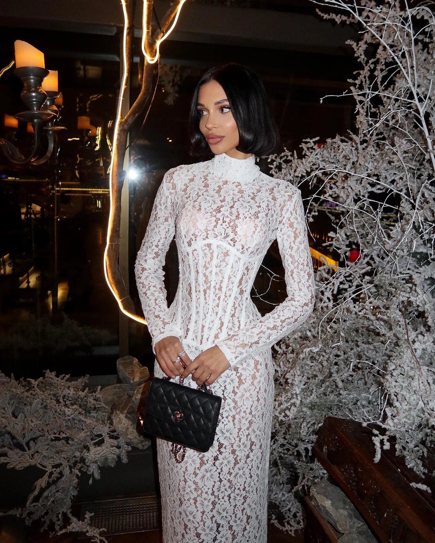 Robe longue femme blanche en dentelle | ROBEMODE