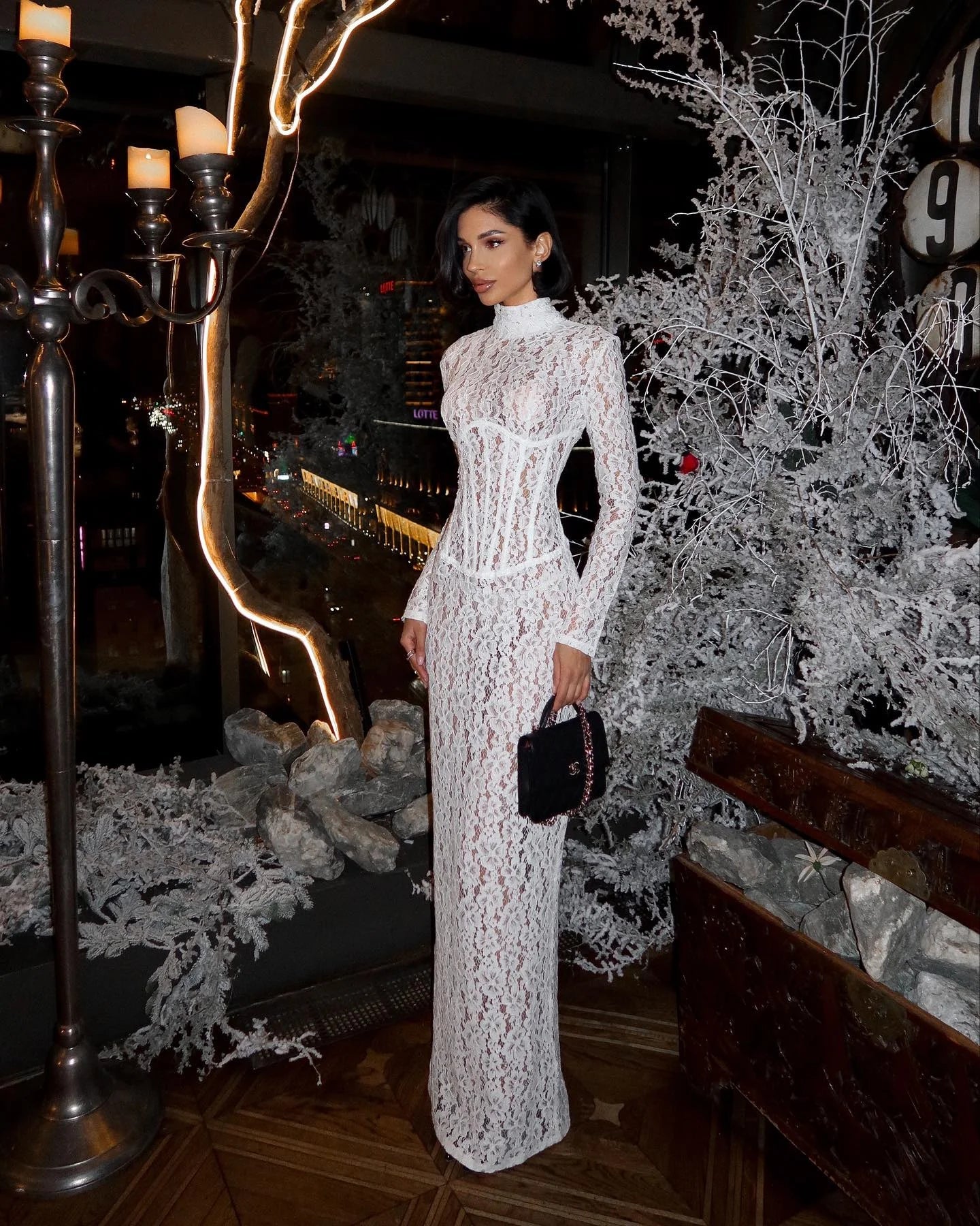Robe longue femme blanche en dentelle | ROBEMODE