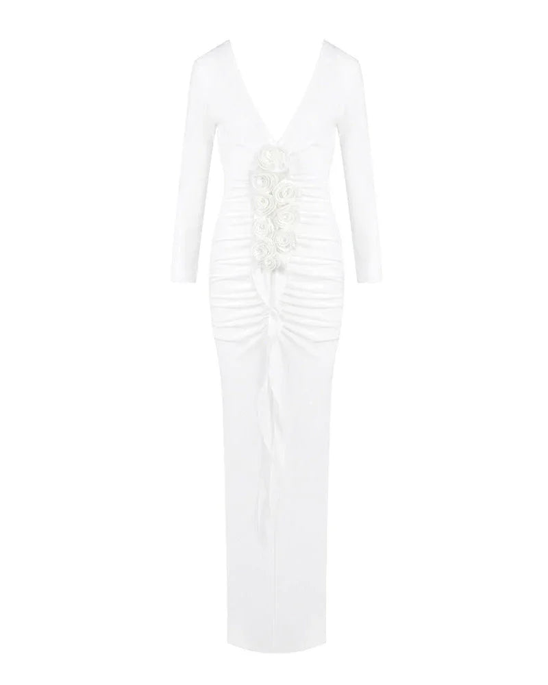 Robe longue femme blanche manches longues | Coupe féminine + Style élégant + Facile à accessoiriser – ROBEMODE