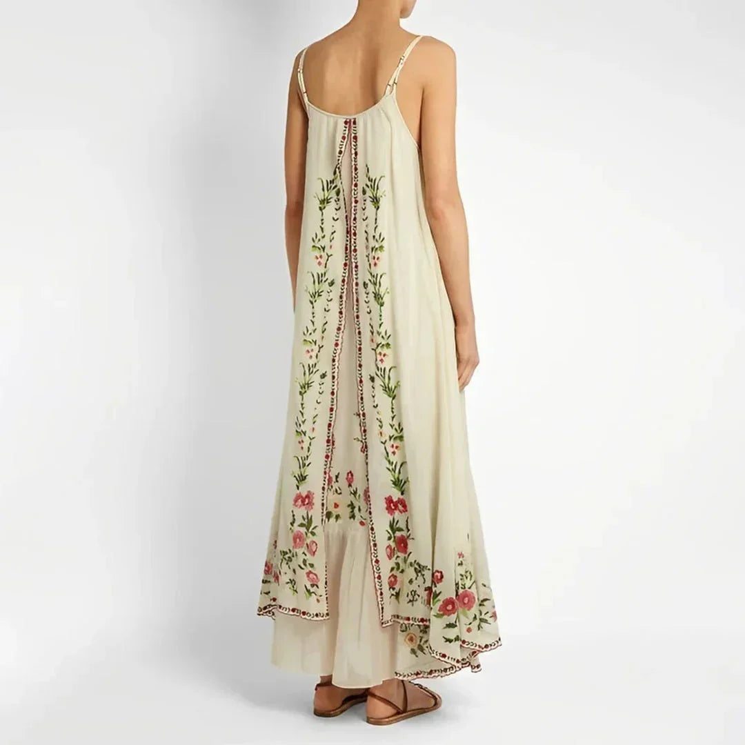 Robe longue femme à bretelles fines motifs floraux | Coupe féminine + Style élégant + Facile à accessoiriser – ROBEMODE