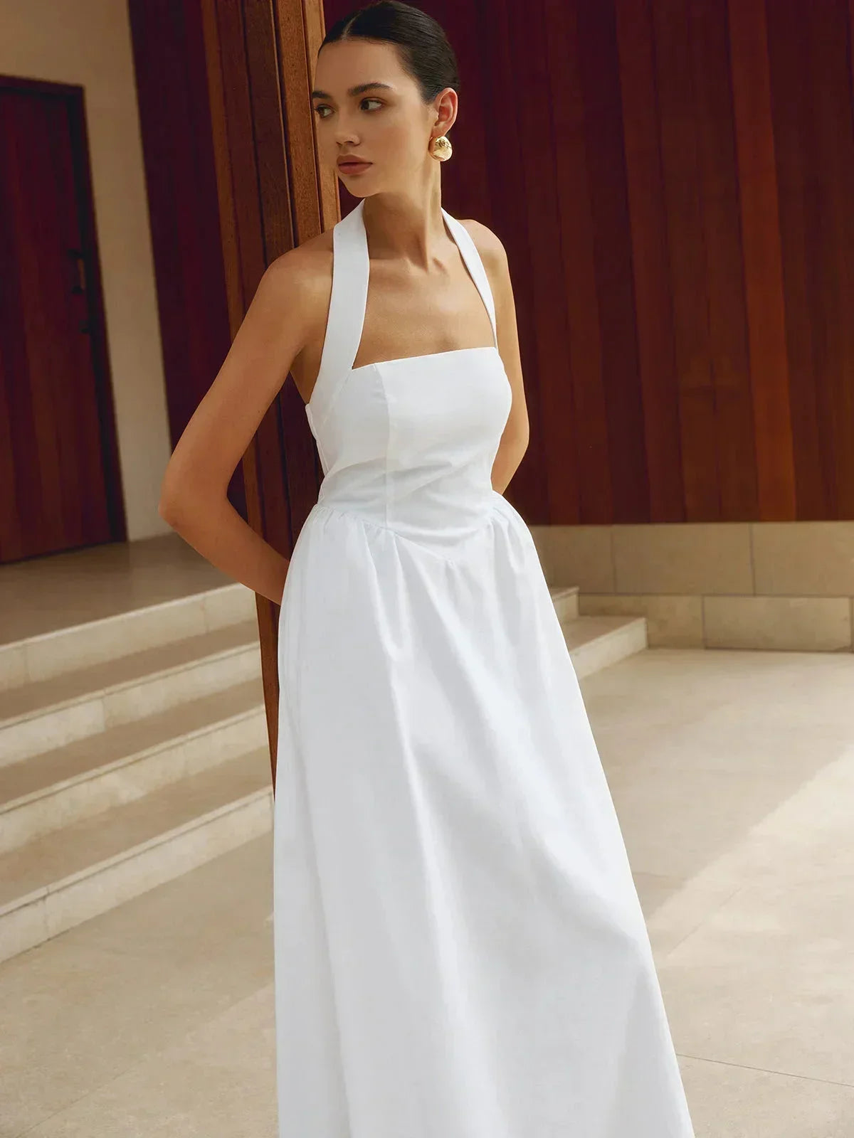 Robe longue col carré avec poches intégrées 3 coloris | ROBEMODE