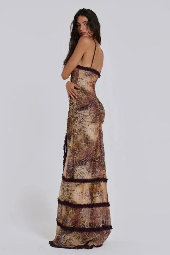 Robe longue femme col en V avec détails drapés | Coupe féminine + Style élégant + Facile à accessoiriser – ROBEMODE