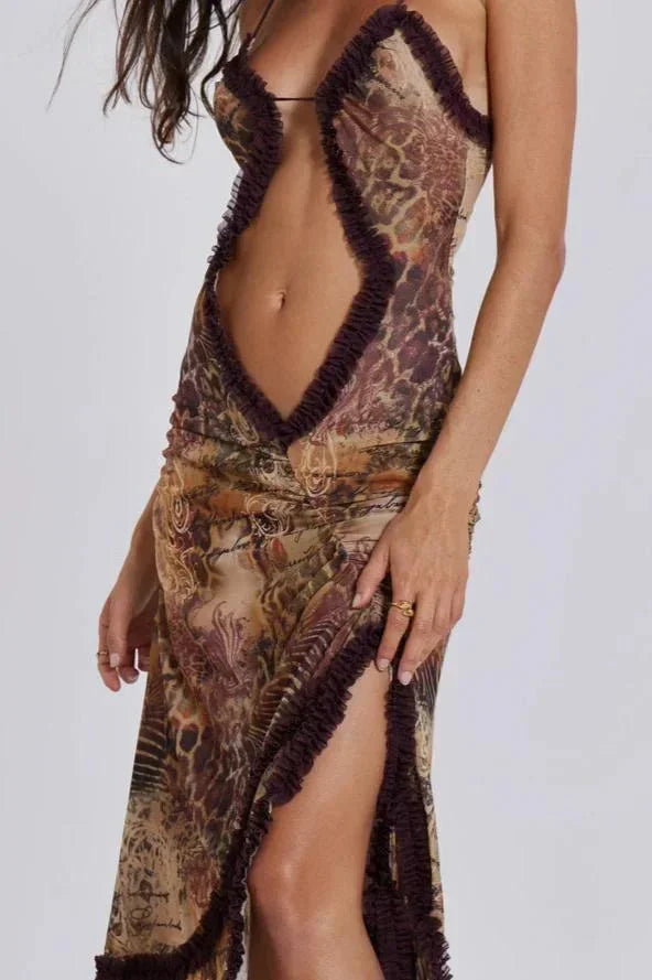 Robe longue femme col en V avec détails drapés | Coupe féminine + Style élégant + Facile à accessoiriser – ROBEMODE