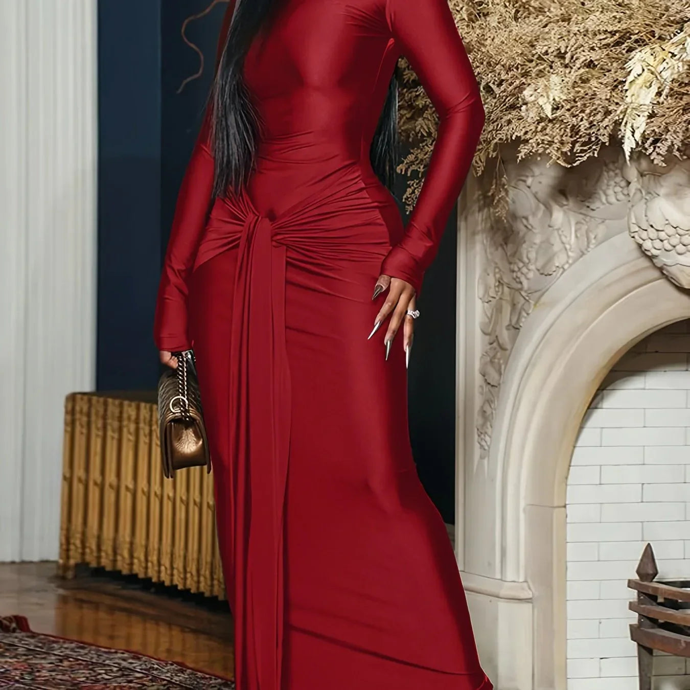 Robe longue femme col haut soirée et événement