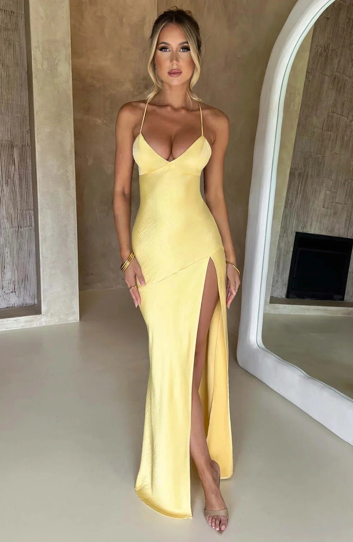 Robe longue femme fendue en soie | ROBEMODE | Coupe féminine + Style élégant + Facile à accessoiriser – ROBEMODE