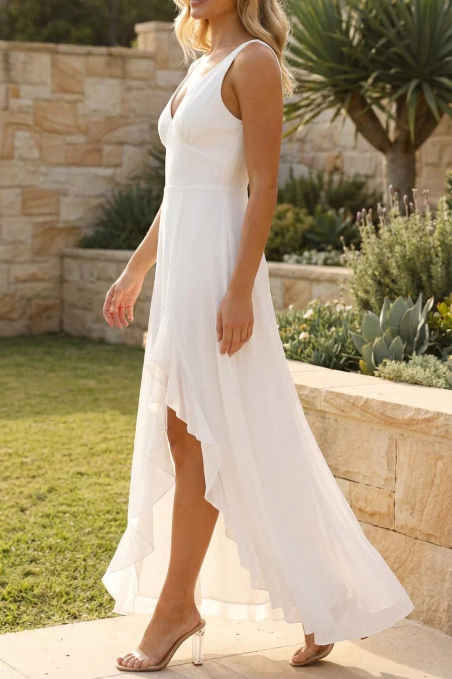 Robe longue femme fendue sans manches | ROBEMODE
